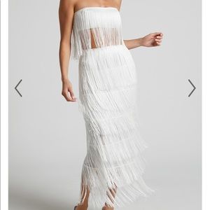 NWT Showpo Fringe Two Piece Crop Set Size 8